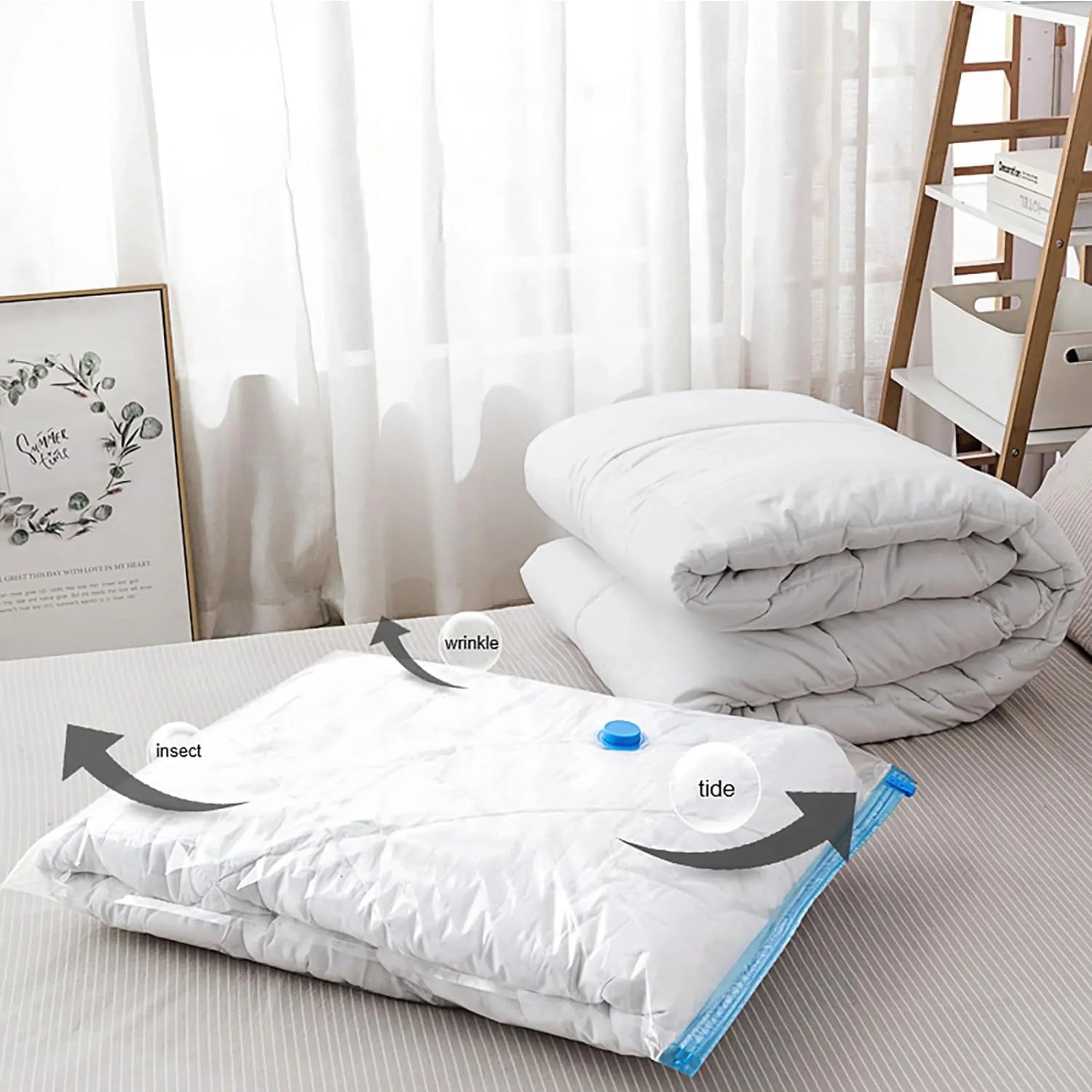 4pcs Vacuum Compression Storage Bag, Sealed Clothing Storage Bag, Household Space Saving Organizer, Excluding Manual Pump
