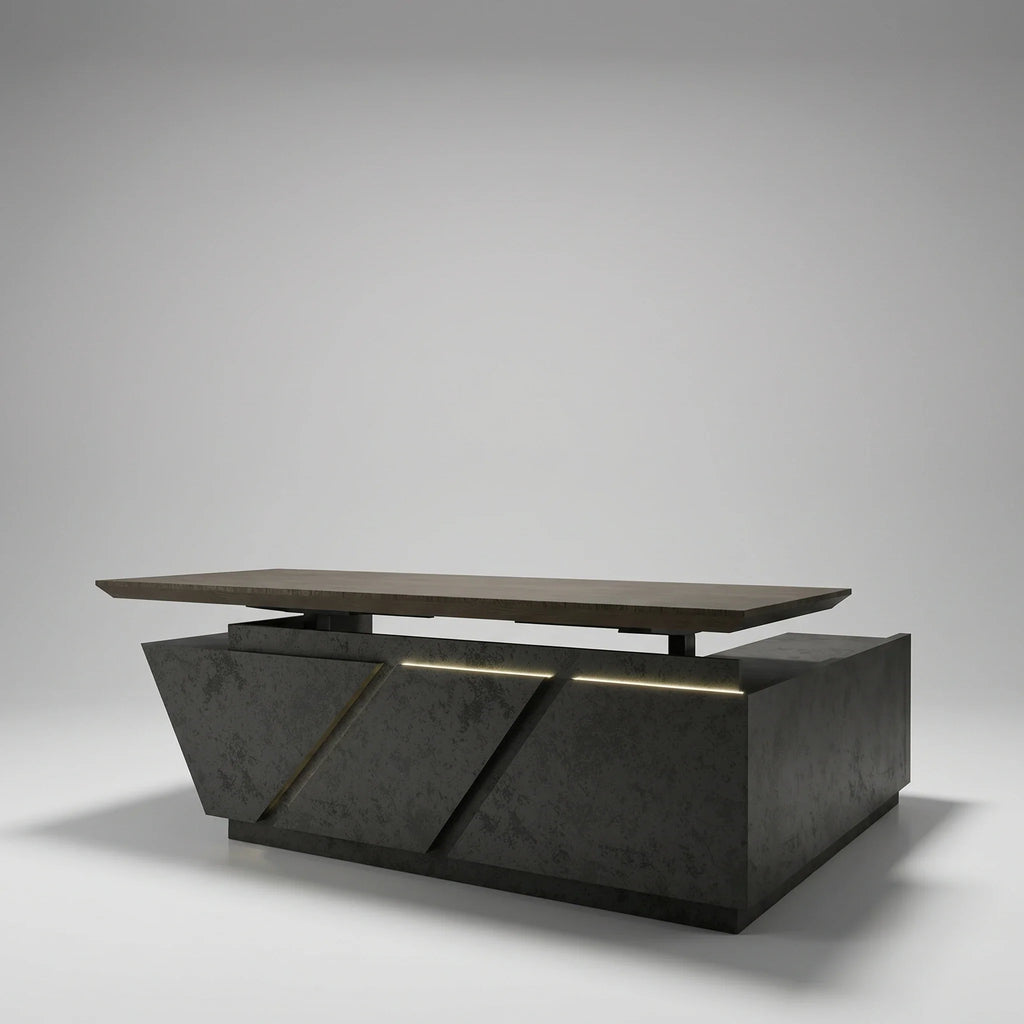 Maverick · Standing L-Shaped Executive Desk, Adjustable Height